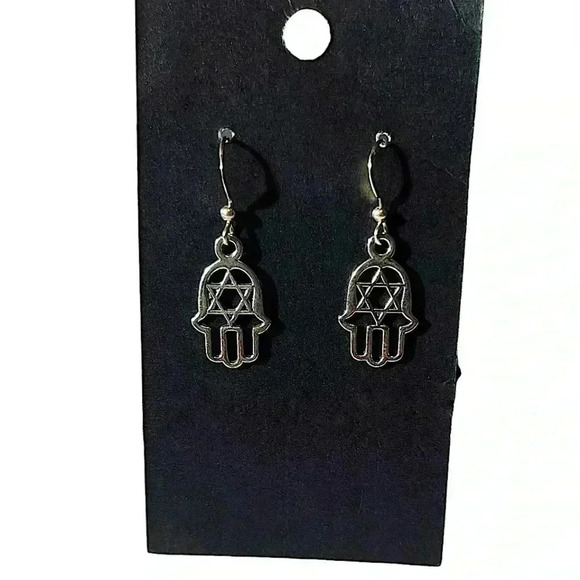 Star of David Hamsa hand earrings NEW - Picture 3 of 4